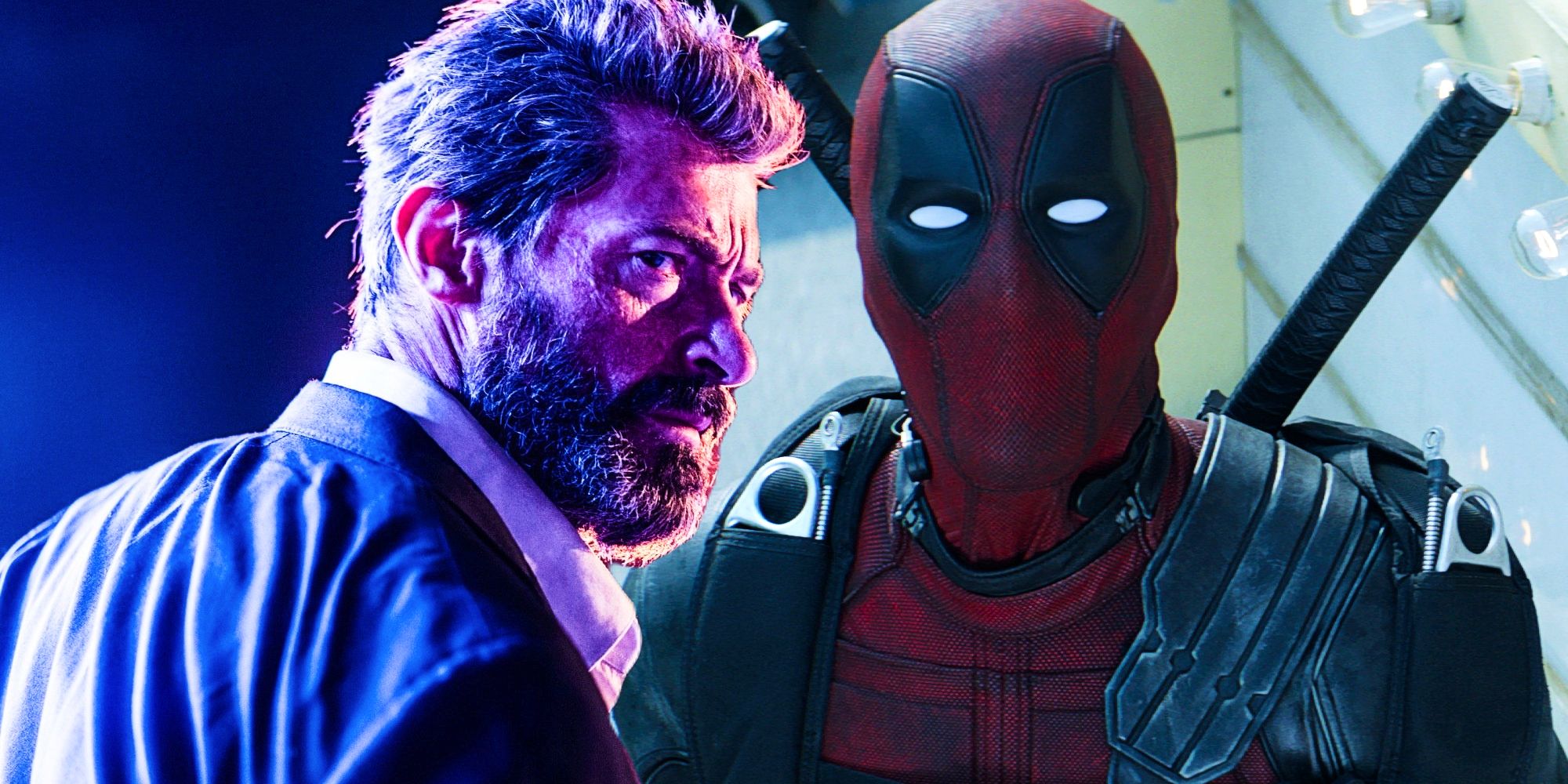 Hugh Jackman as Wolverine in Logan and Ryan Reynolds as Deadpool