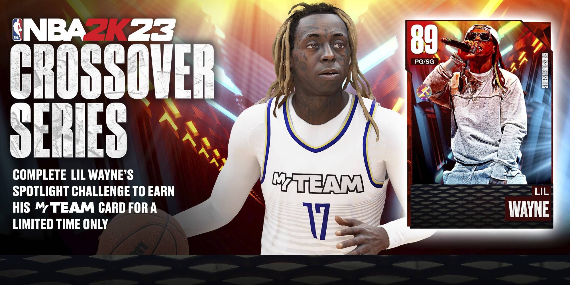 NBA 2K23 Crossover Series with Lil Wayne as Playable Athlete, with Ruby Card Unlocked through Special Challenge