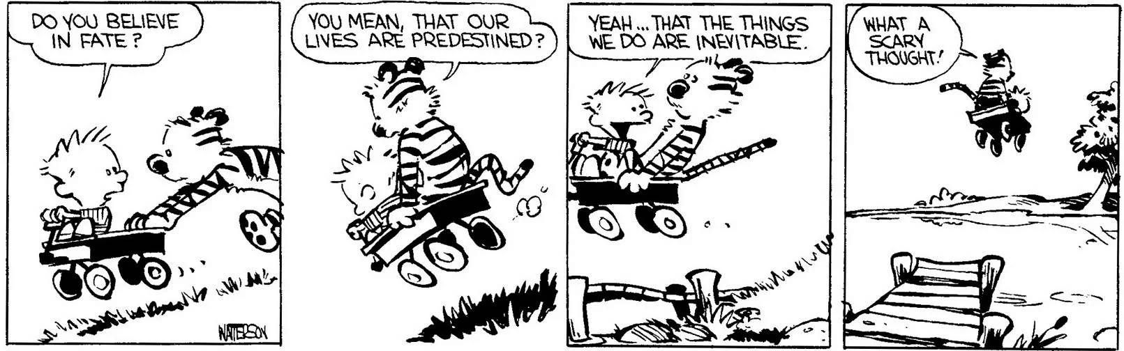 Calvin y Hobbes hablan de la predestinación