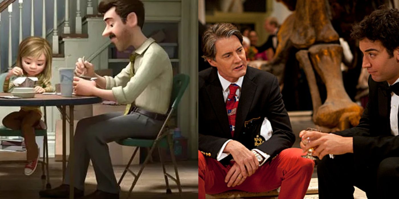 Split image of Riley and her dad in Inside Out and The Captain and Ted in HIMYM