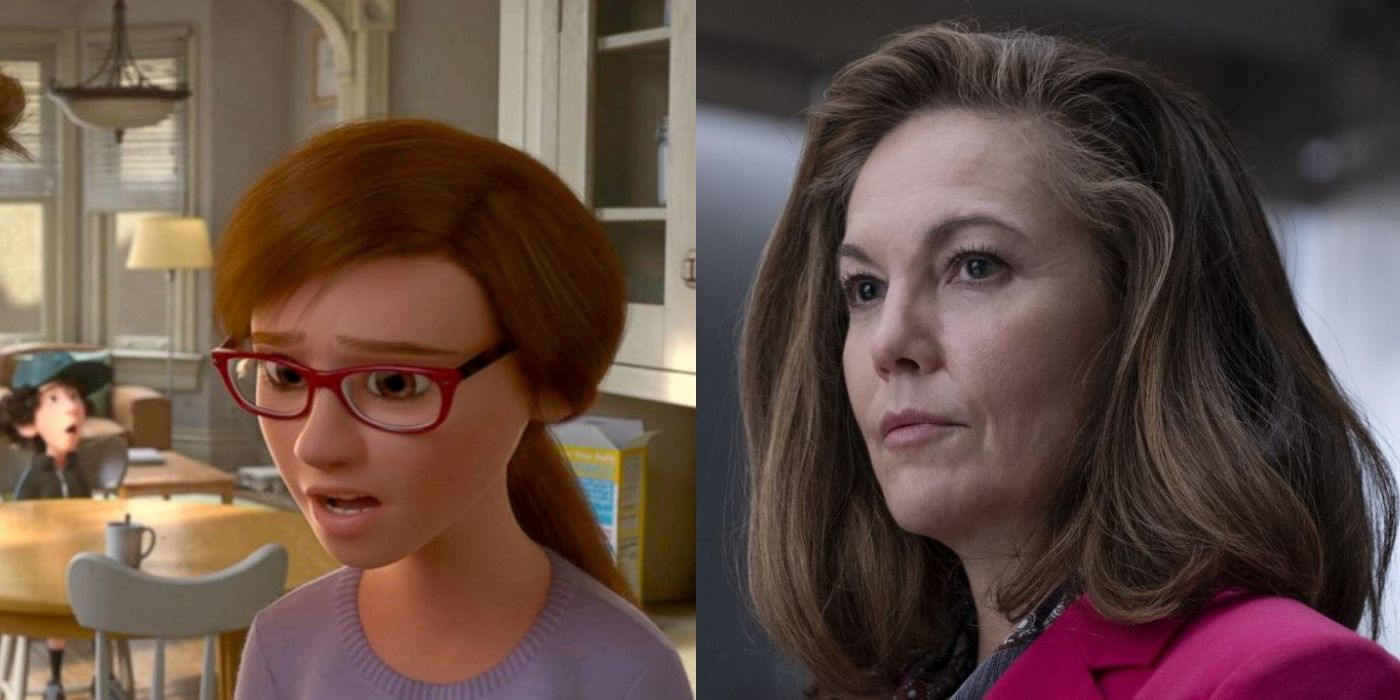 Split image of Riley's mom in Inside Out and Diane Lane in Y The Last Man