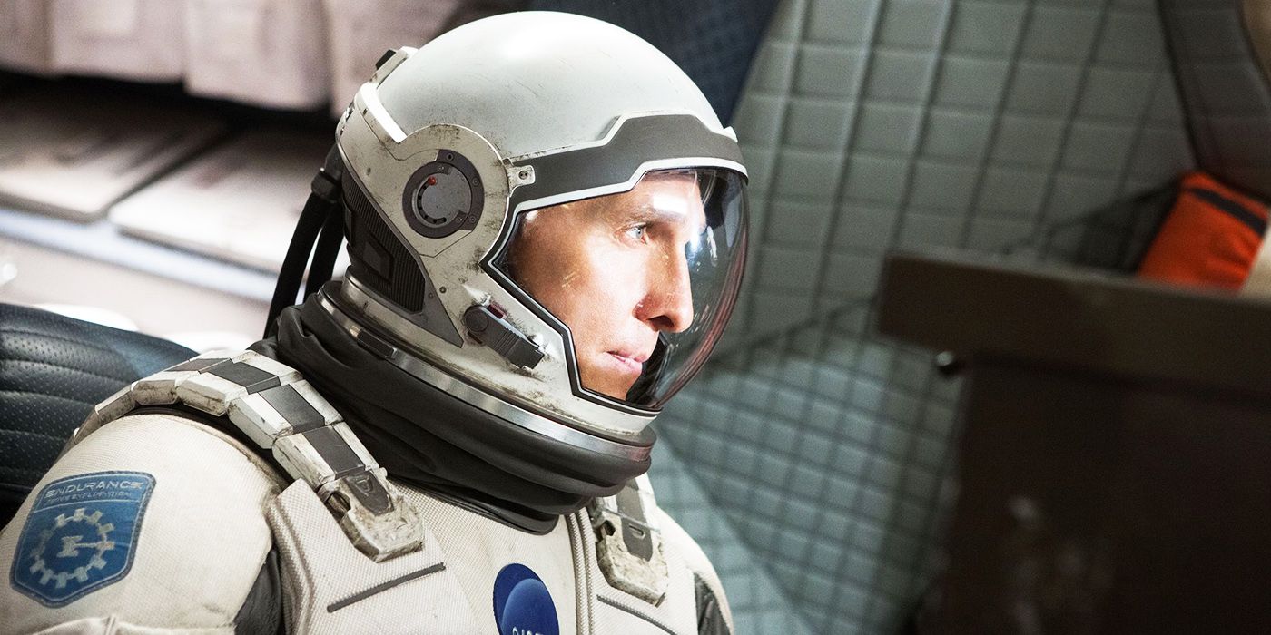 Cooper (Matthew McConaughey) in a space suit in Interstellar