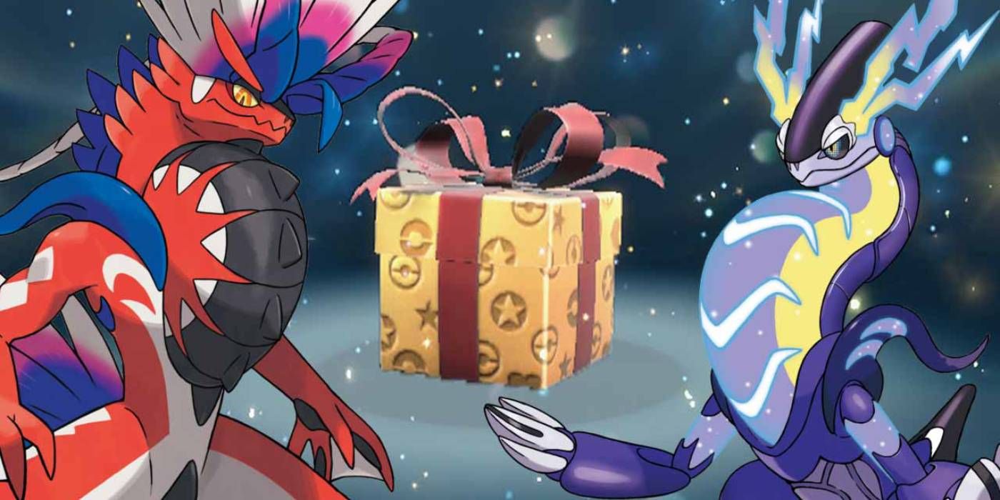 Pokemon Scarlet and Violet Mystery Gift Flanked by Both Cover Legendaries Koraidon and Miraidon