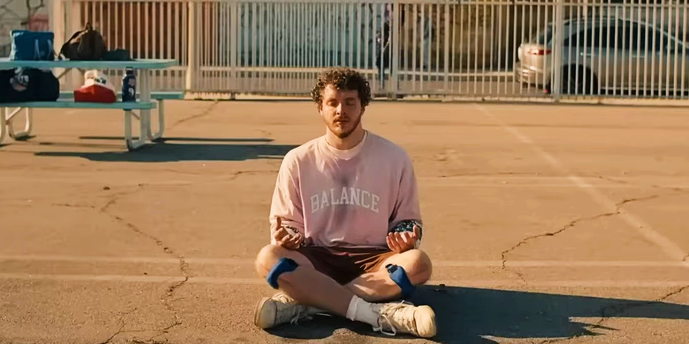 Jack Harlow meditating in White Men Can't Jump