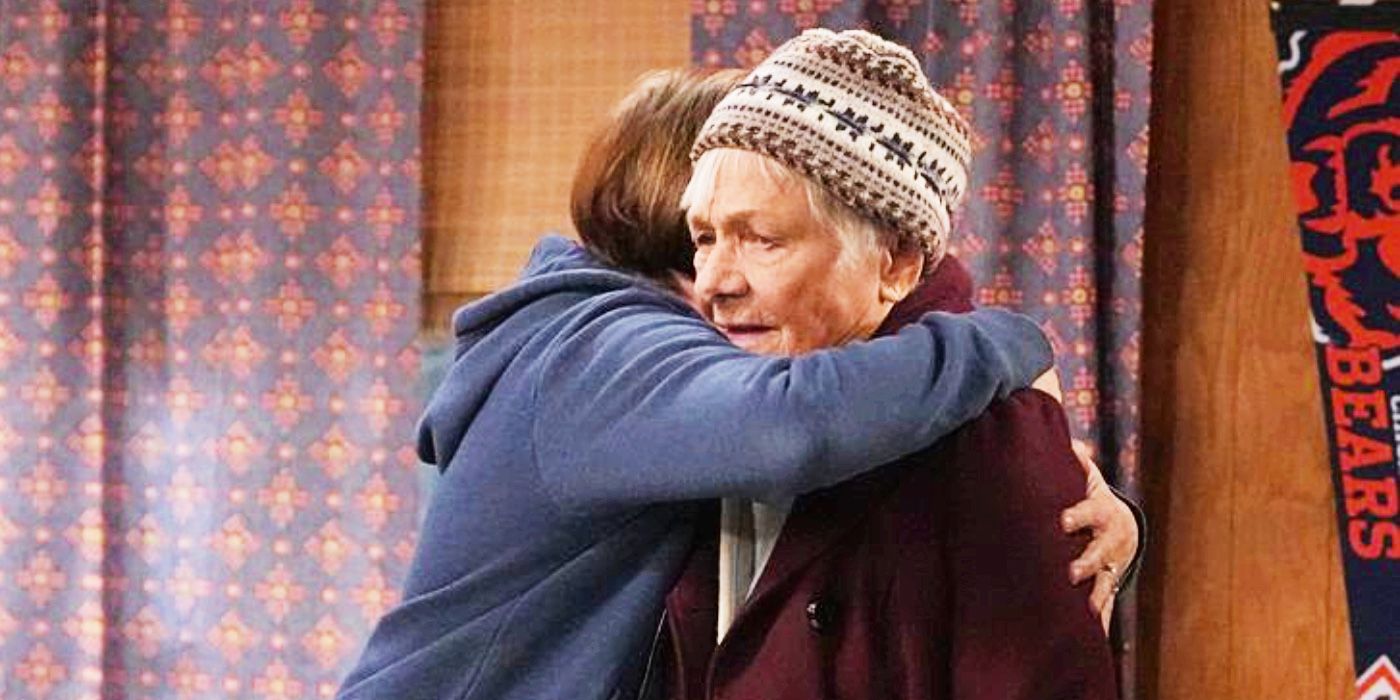 Laurie Metcalf's Jackie and Estelle Parsons' Bev hug in The Conners Season 5 Episode 13