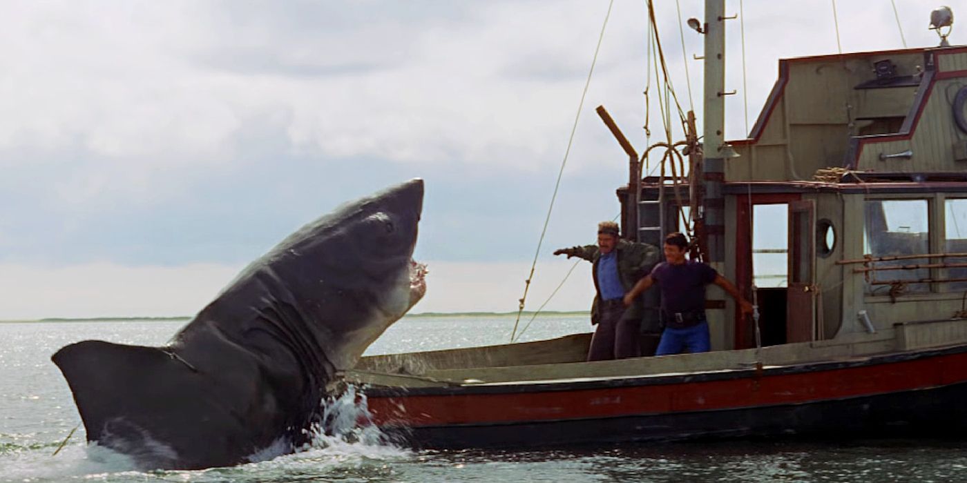 The shark in Jaws attacks a boat.