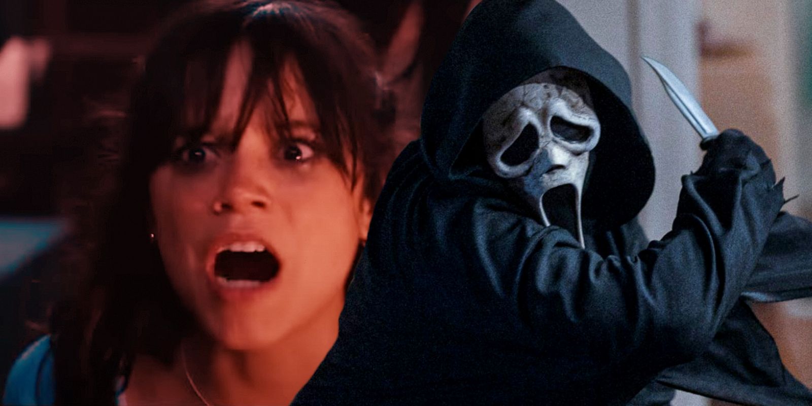 Jenna Ortega as Tara with Ghostface in Scream 6