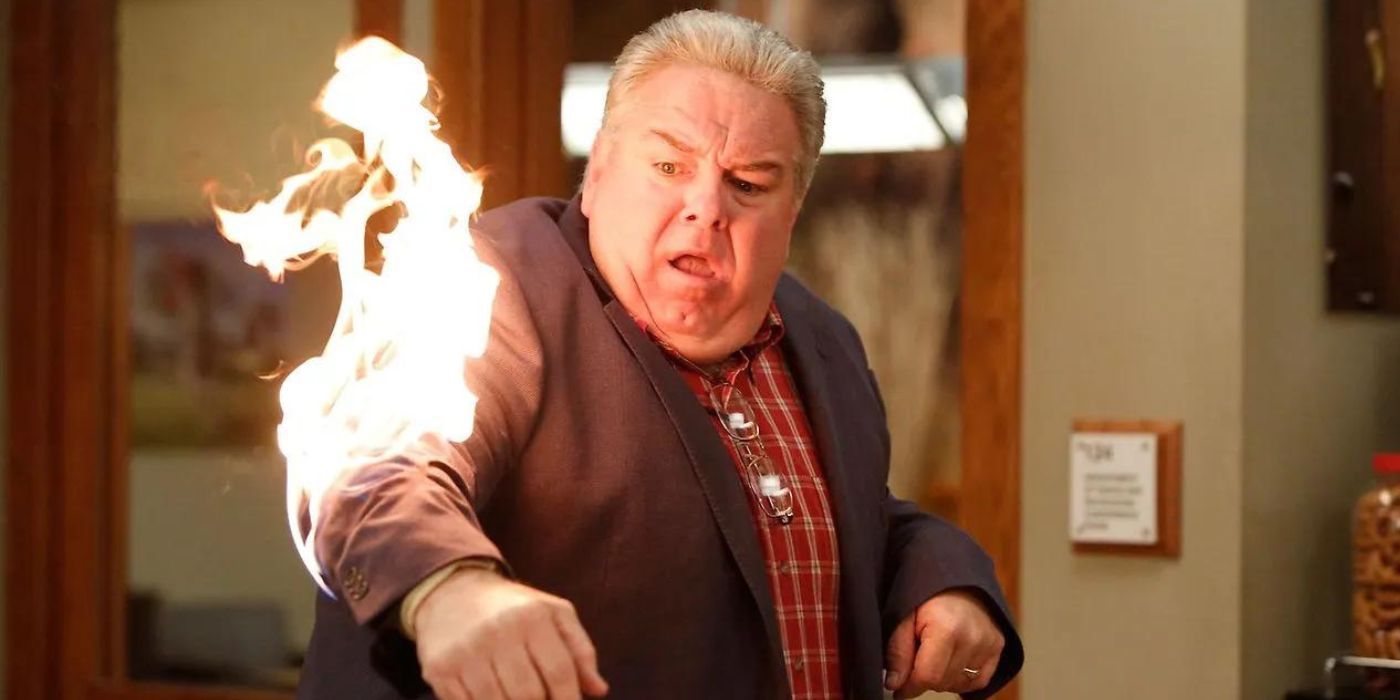 Jerry on fire on Parks and Rec