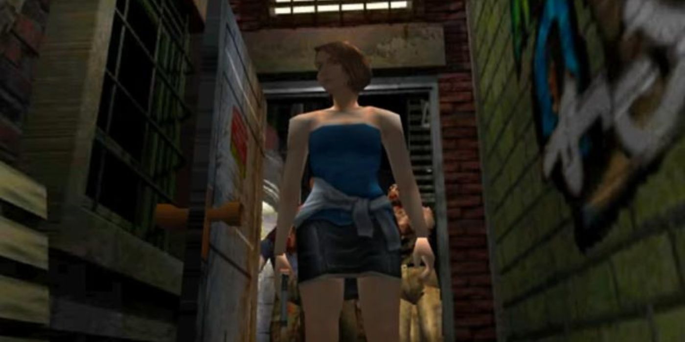 Jill Valentine walks into a hallway in Resident Evil 3.