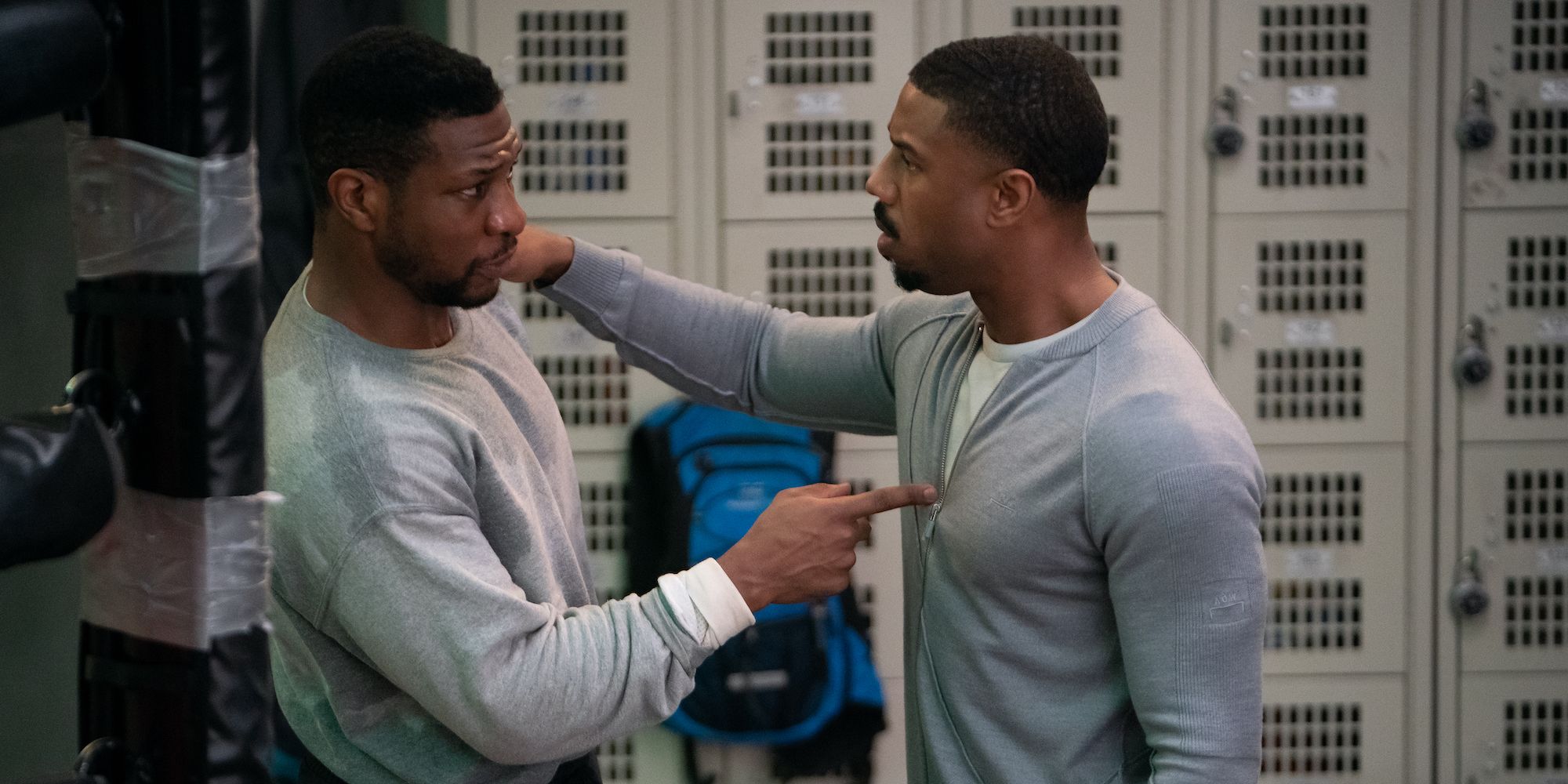 Jonathan Majors and Michael B. Jordan in Creed III