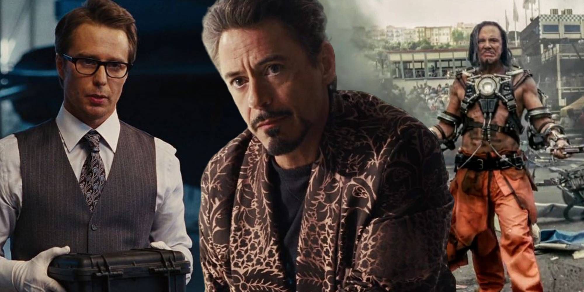 Justin Hammer, Tony Stark and Whiplash in Iron Man 2