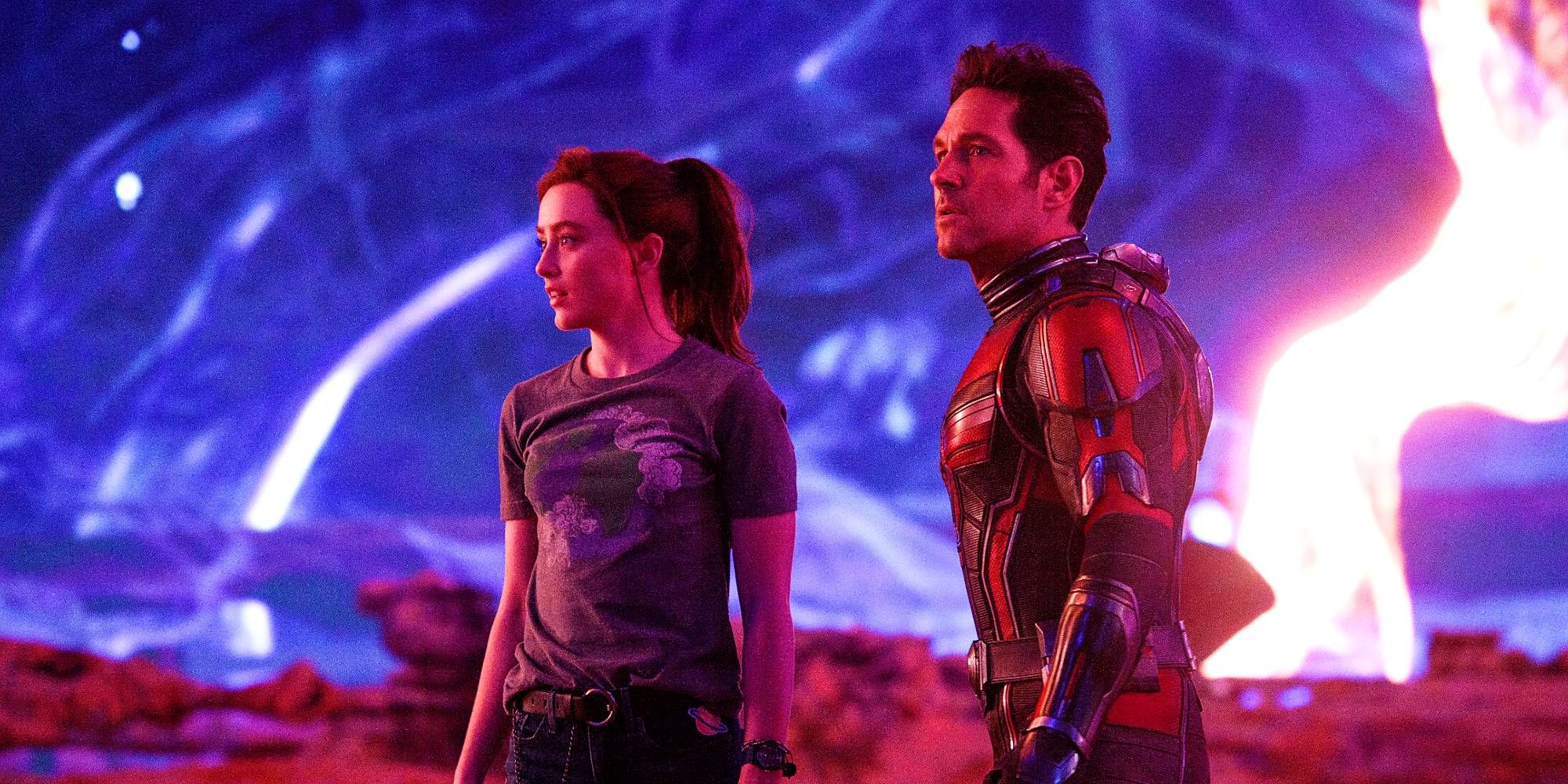 Kathryn Newton as Cassie Lang and Paul Rudd as Scott Lang in the Quantum Realm in Ant-Man and the Wasp Quantumania