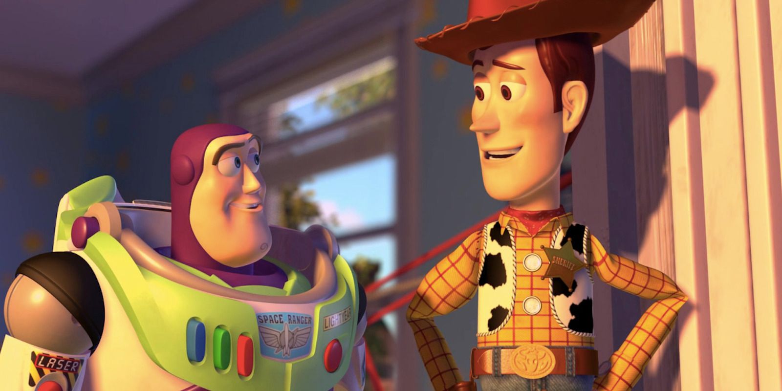 Buzz Lightyear and Woody having a conversation in Toy Story 2
