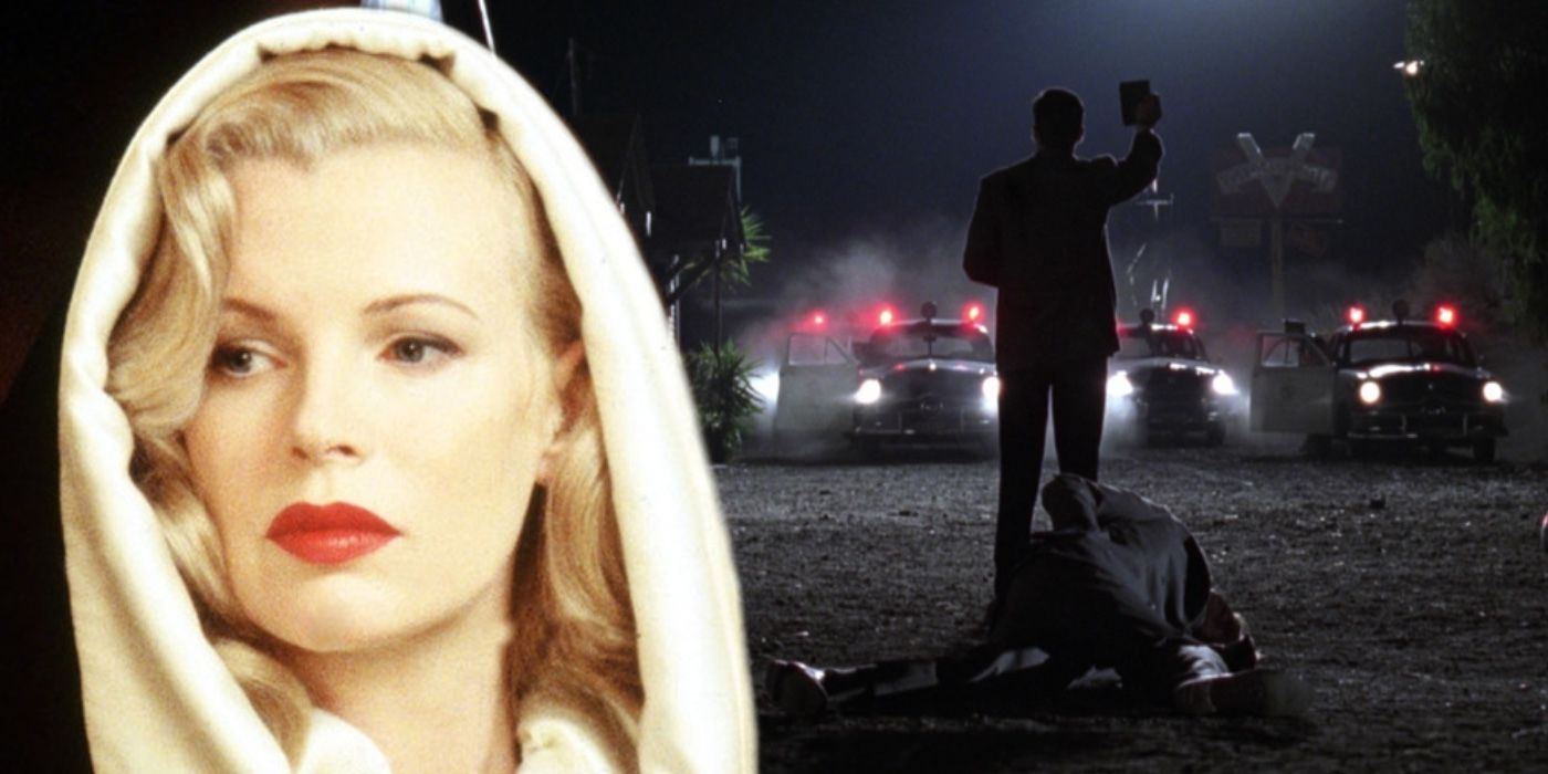 A composite image of Kim Basinger and the ending of LA Confidential 