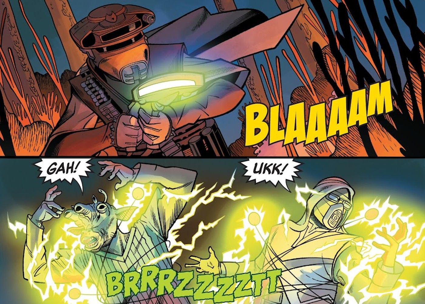 leia shoots bounty hunters star wars