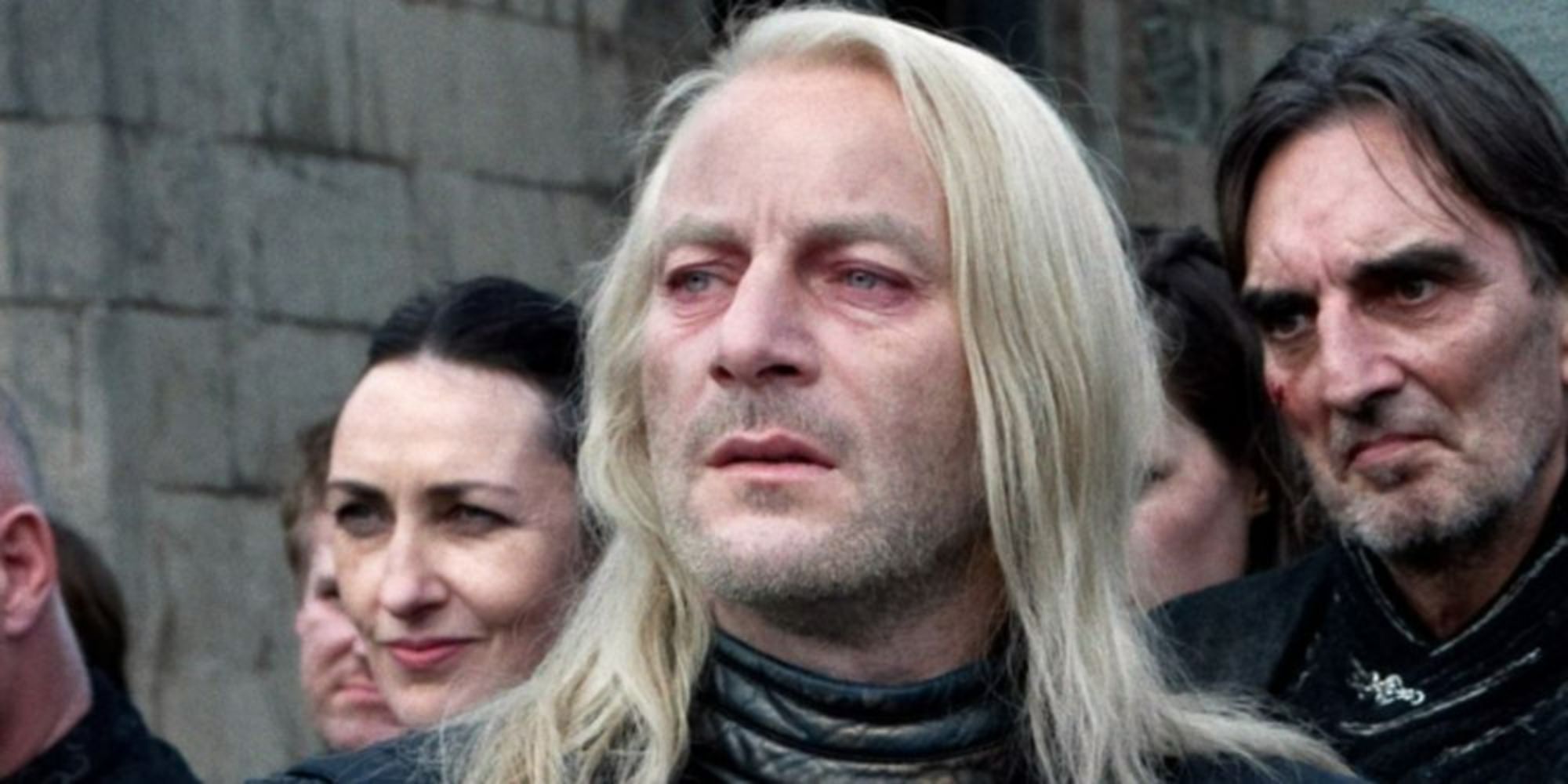 Lucius Malfoy looking scared in Harry Potter and the Deathly Hallows - Part 2 