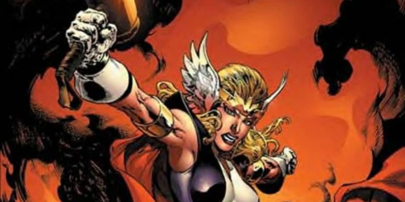 Marvel's Thor Girl posing with her hammer.