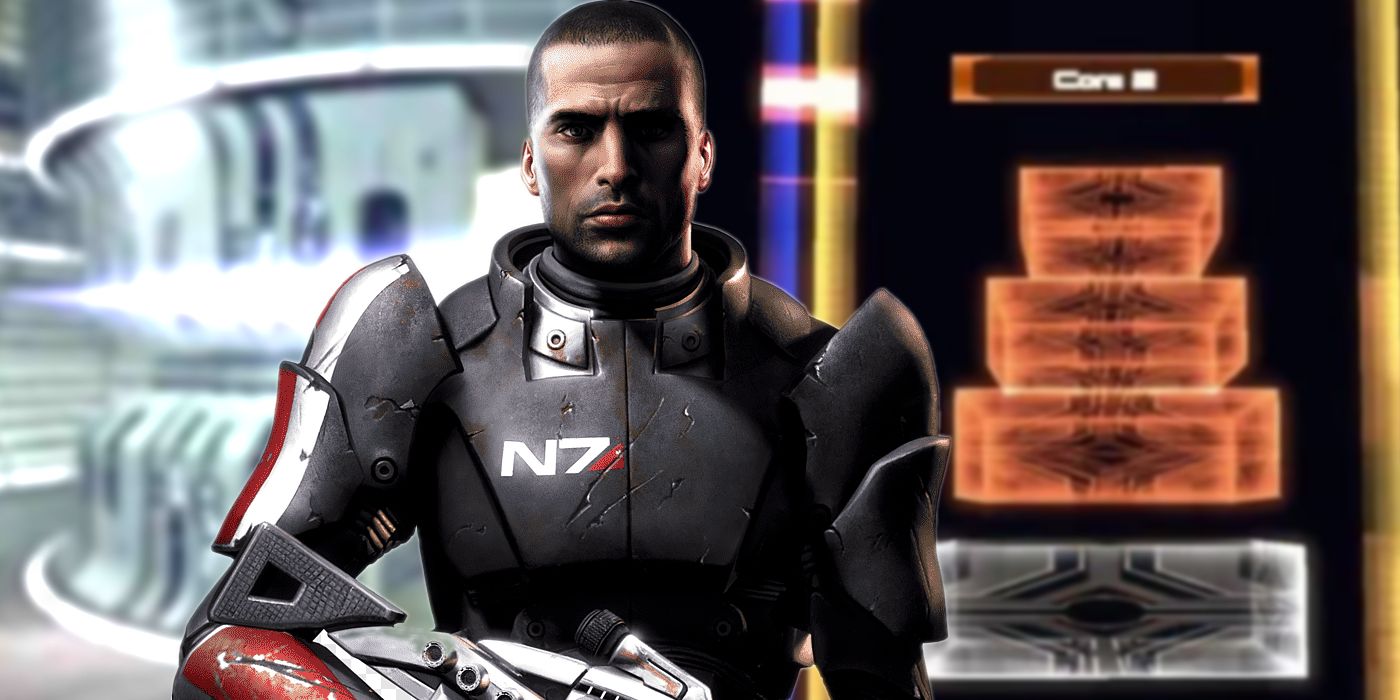 Shepard in Mass Effect superimposed over the Mira Core Puzzle Solution and Peak 15