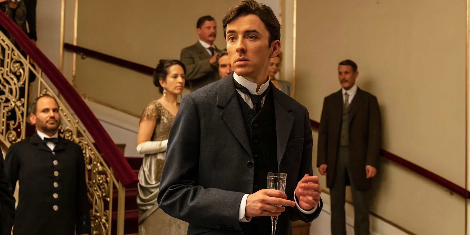 Matthew Beard at silent film premiere in Vienna Blood
