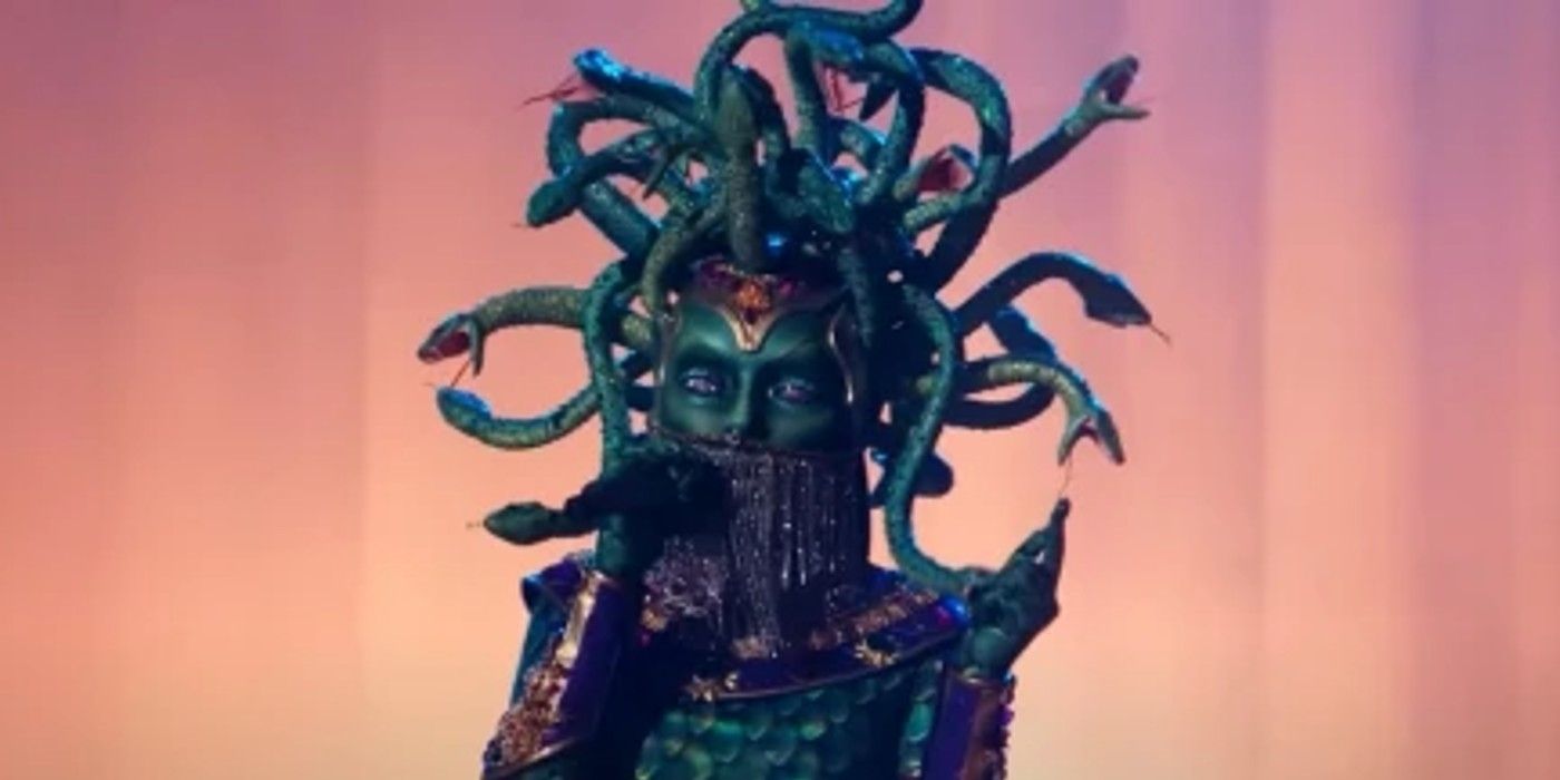 Medusa on The Masked Singer peach background