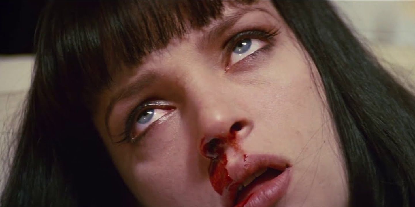 Mia's nose bleeds in Pulp Fiction