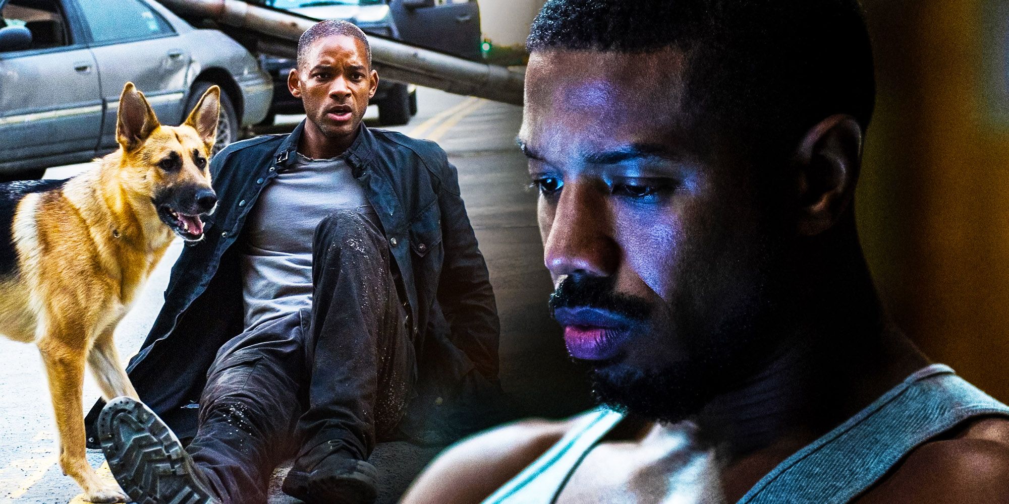 Blended image of Will Smith in I Am Legend and Michael B. Jordan