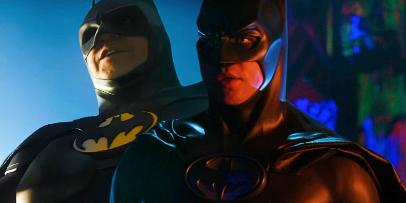 Michael Keaton como Batman en Flash;  Val Kilmer como Batman en Batman Forever