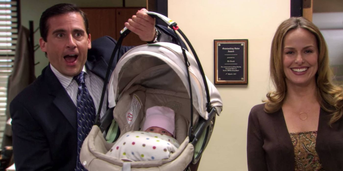 Michael welcomes Jan's baby on The Office