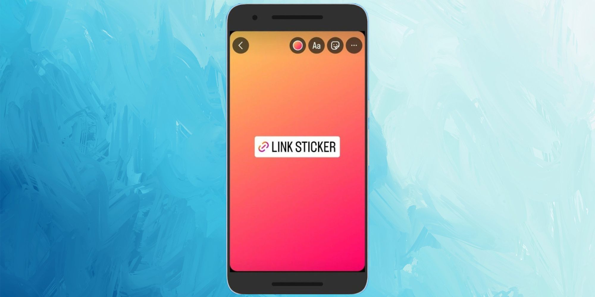 A graphic of a smartphone displaying an Instagram Story with a link sticker