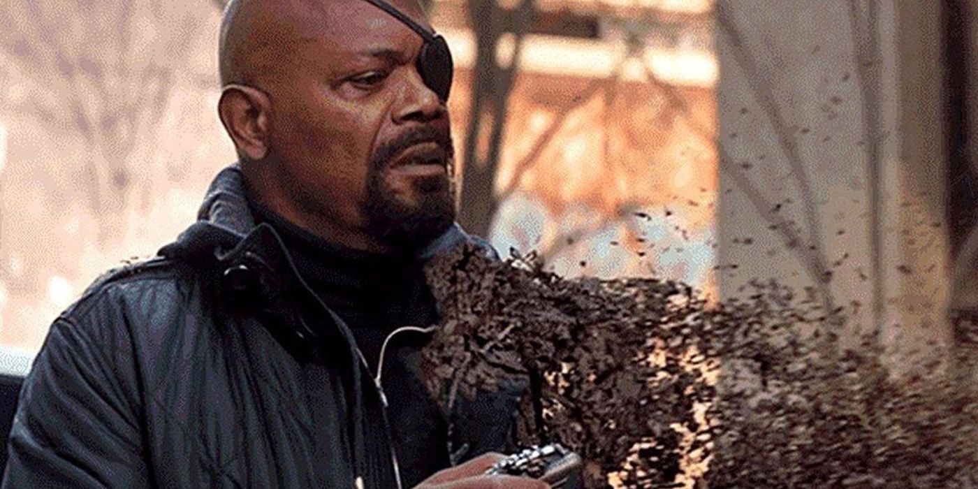nick fury being snapped away in avengers infinity war
