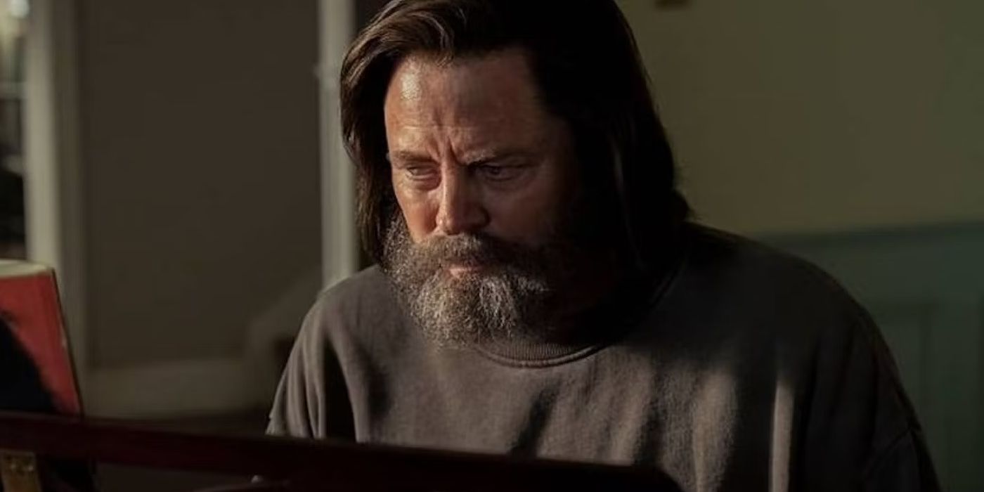 Nick Offerman as Bill in The Last Of Us playing the piano
