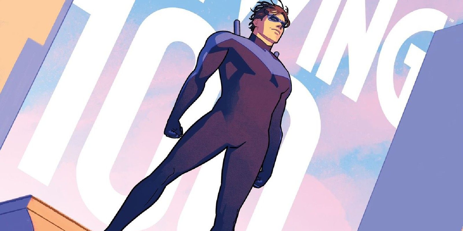 Nightwing Standing Tall on a Bright Rooftop