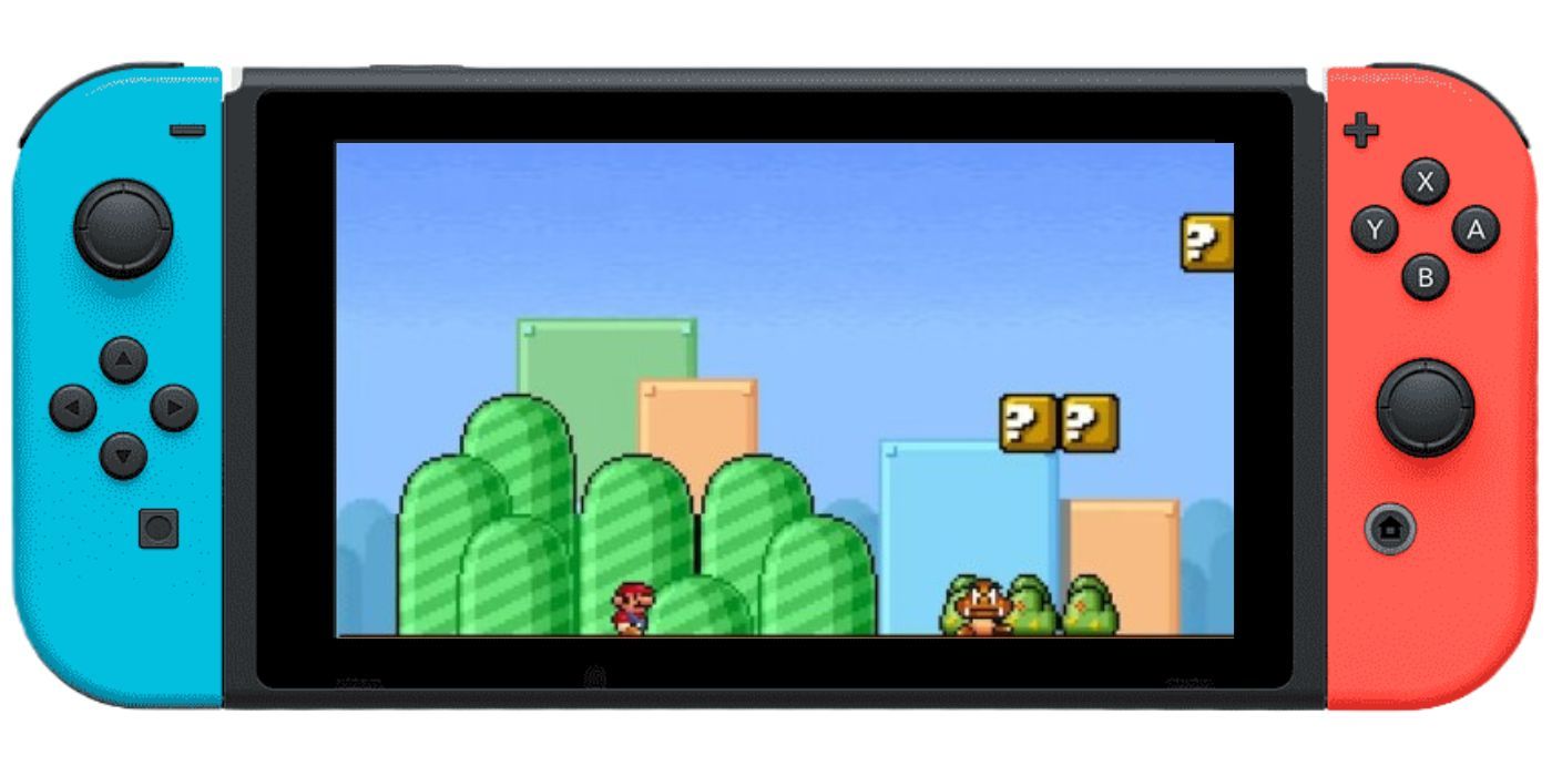 screenshot of Super Mario Bros 3 inside a nintendo switch unit