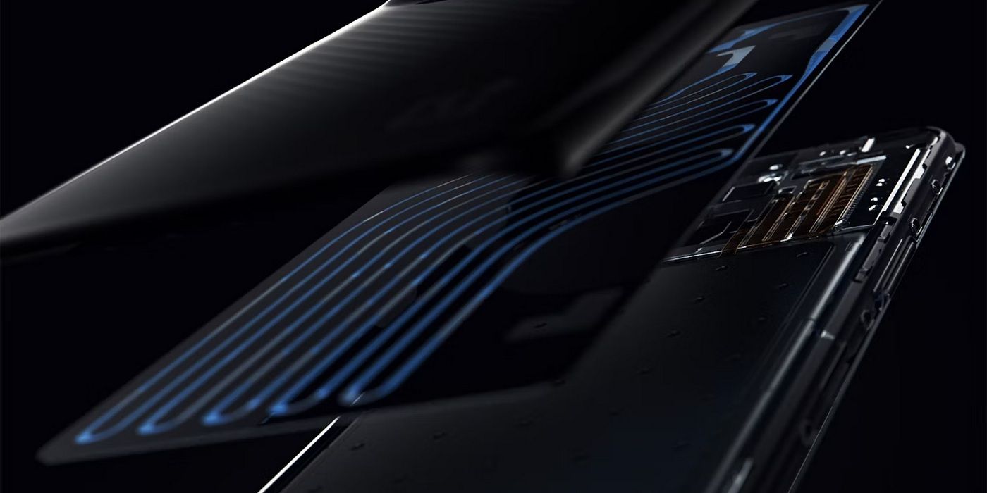 OnePlus 11 Concept shot showing the open back of the phone with the blue LED panel