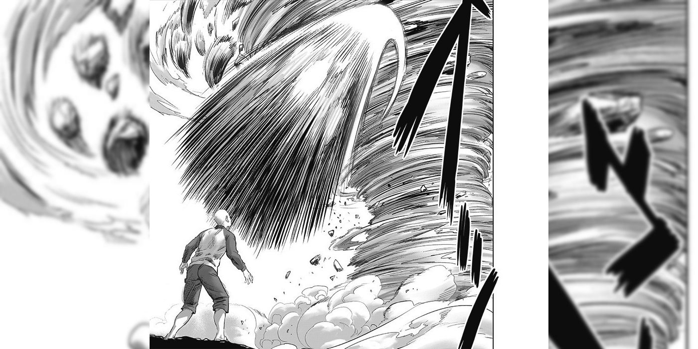 One-Punch Man: Saitama watches Tatsumaki&rsquo;s tornado attack.