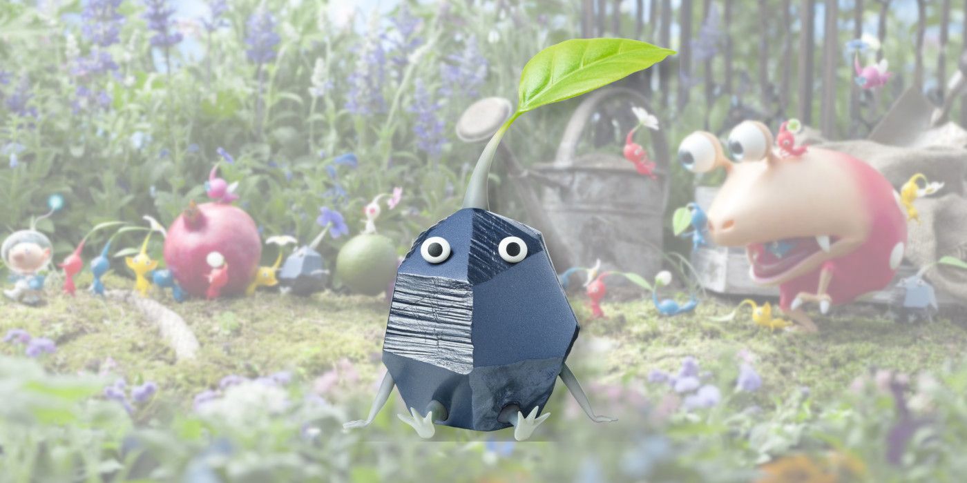 A Rock Pikmin from the Pikmin series against a Pikmin background.