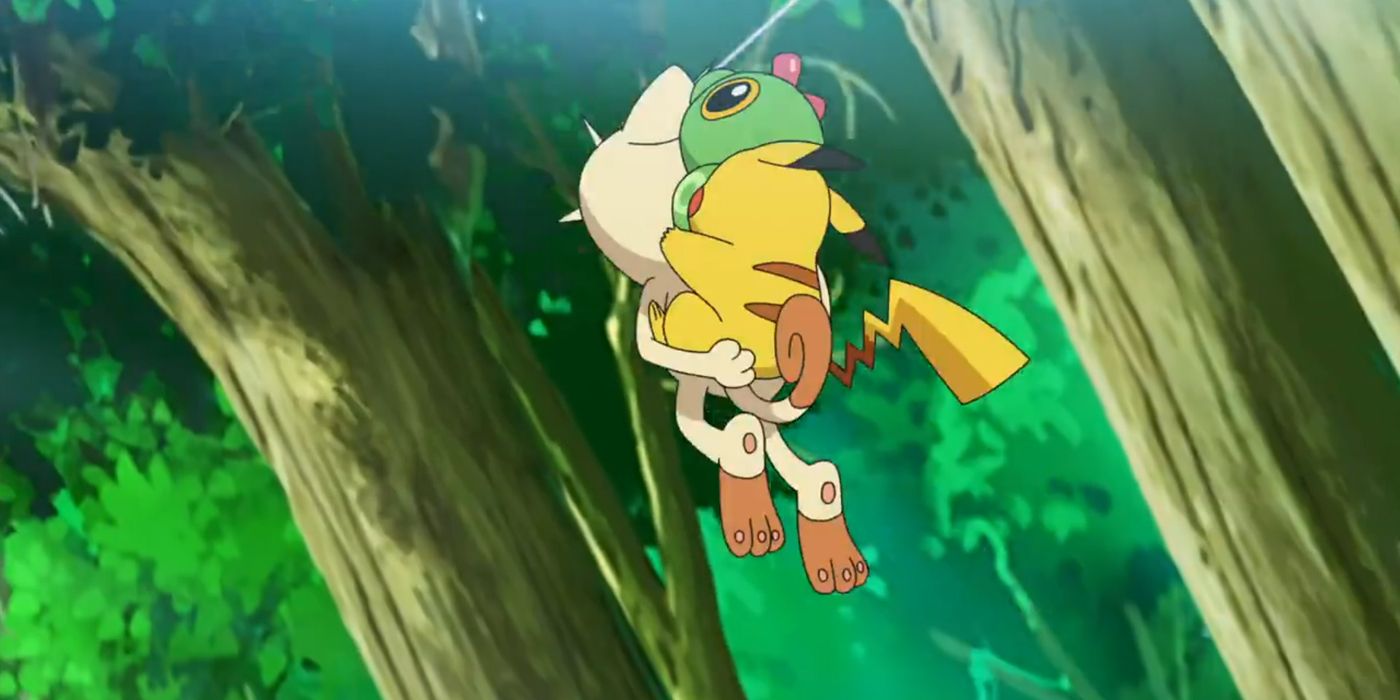 Pokemon: Caterpie berayun di antara pepohonan seperti Spider-Man.