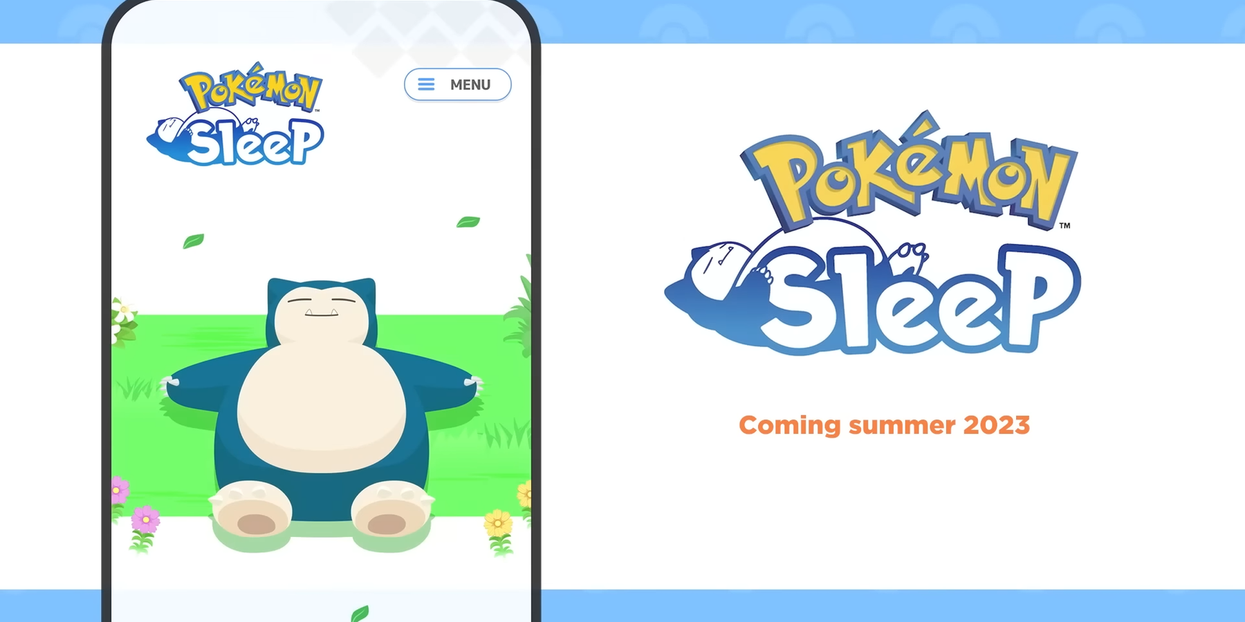 Pokemon Sleep Release In Summer 2023, image of the app screen with a sleeping Snorlax and the logo.