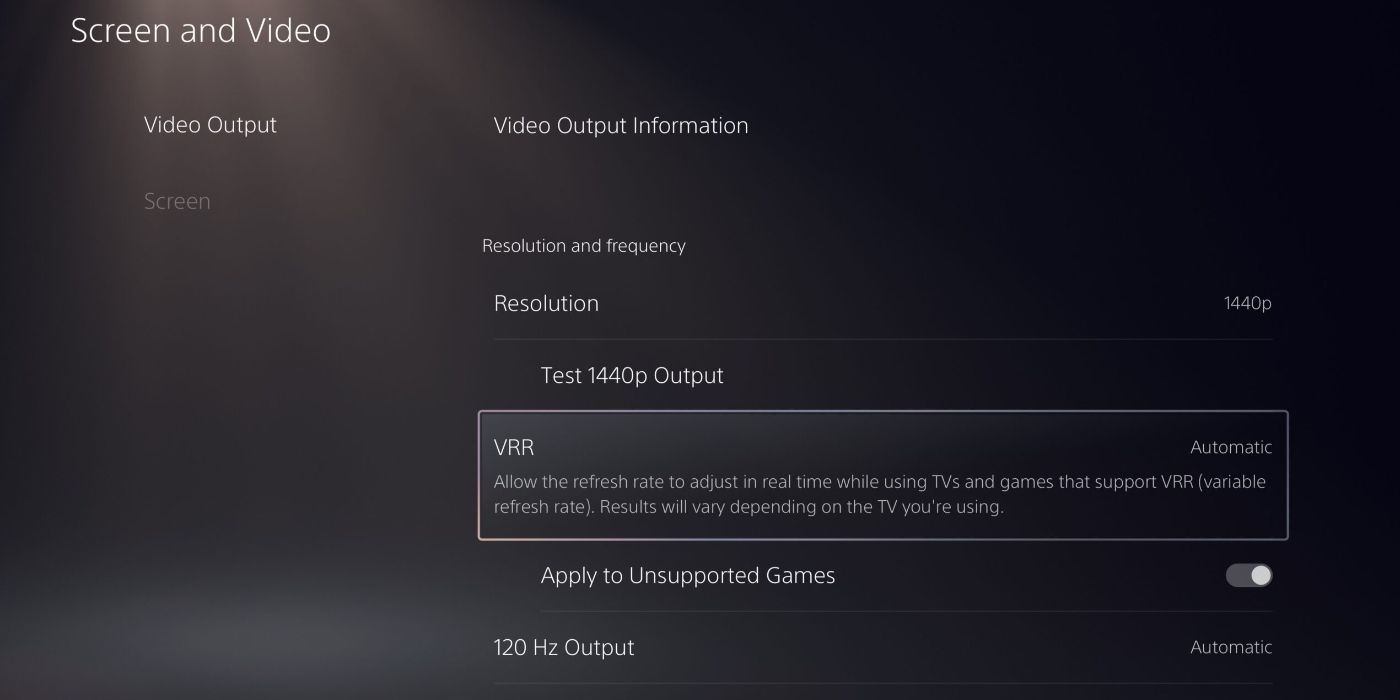 Uma imagem das configurações VRR do PS5 no PlayStation Blog.