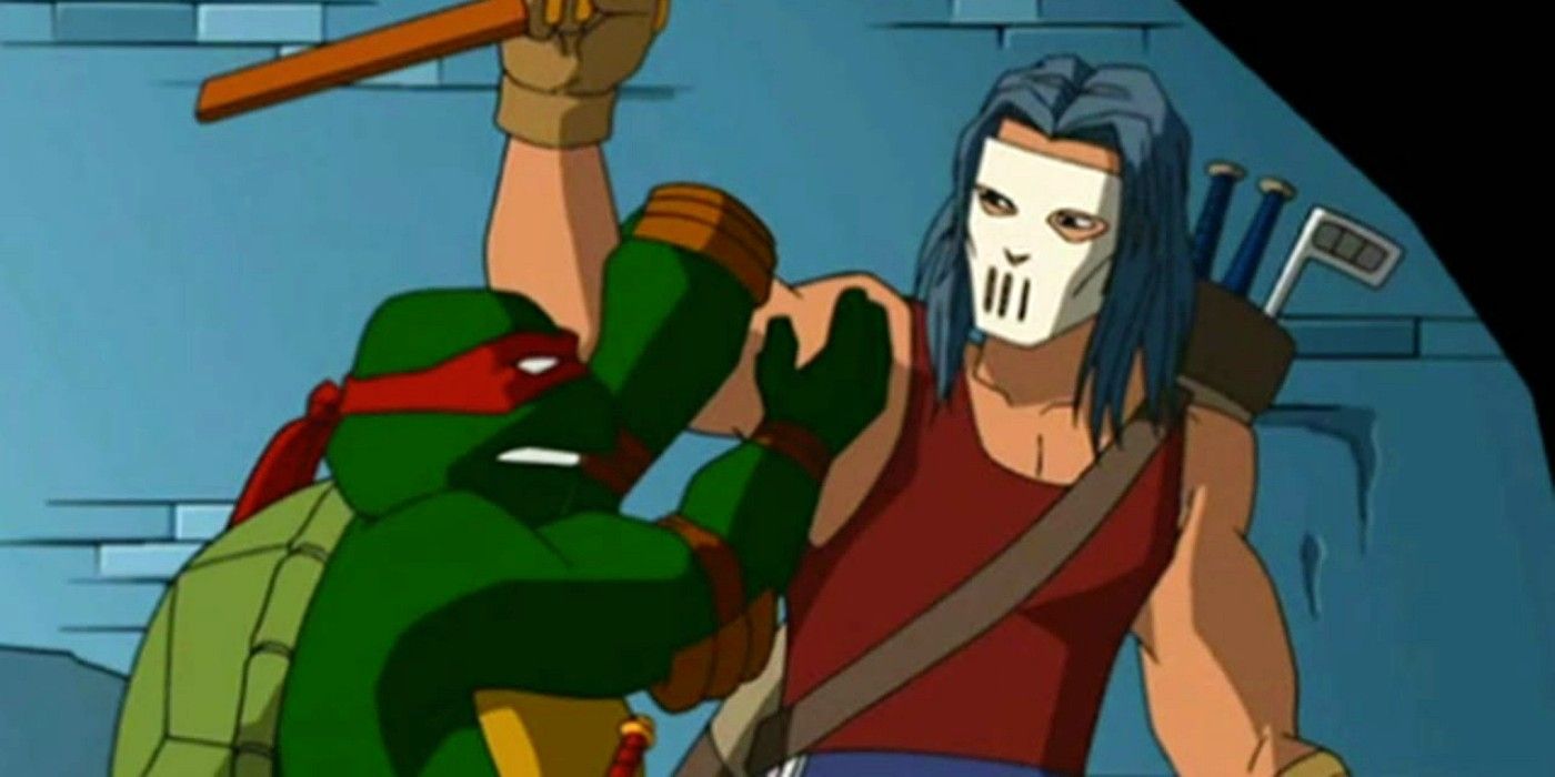 Raphael trying to stop Casey Jones in Teenage Mutant Ninja Turtles