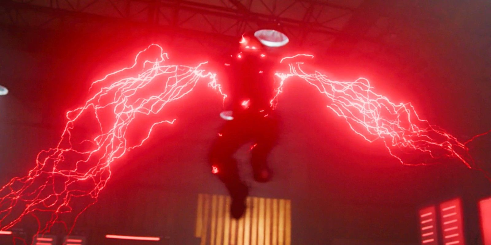 Red Death jumping in the air with lightning shooting from its hands in The Flash Season 9 Episode 1
