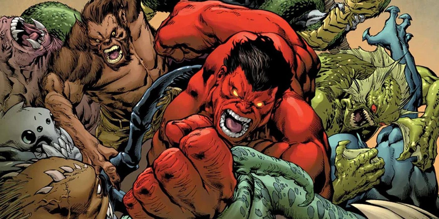 Hulk Vermelho com a Legião de Monstros da Marvel Comics