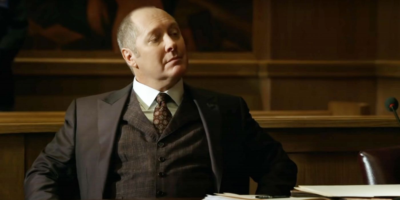 Red played by James Spader in a courtroom in The Blacklist