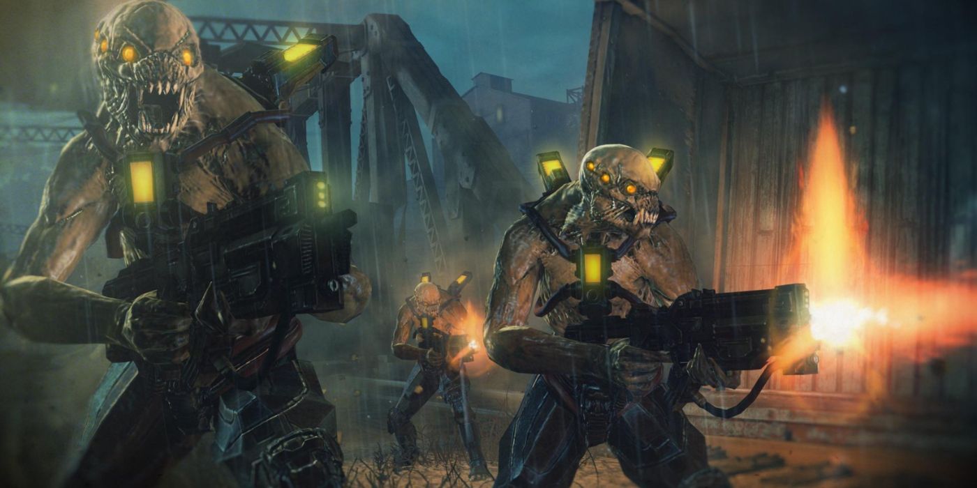 Jogabilidade de resistência com os invasores alienígenas do jogo.
