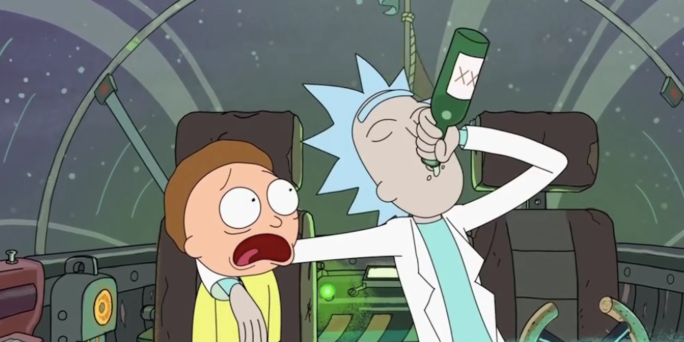 Rick and Morty in the pilot opening scene