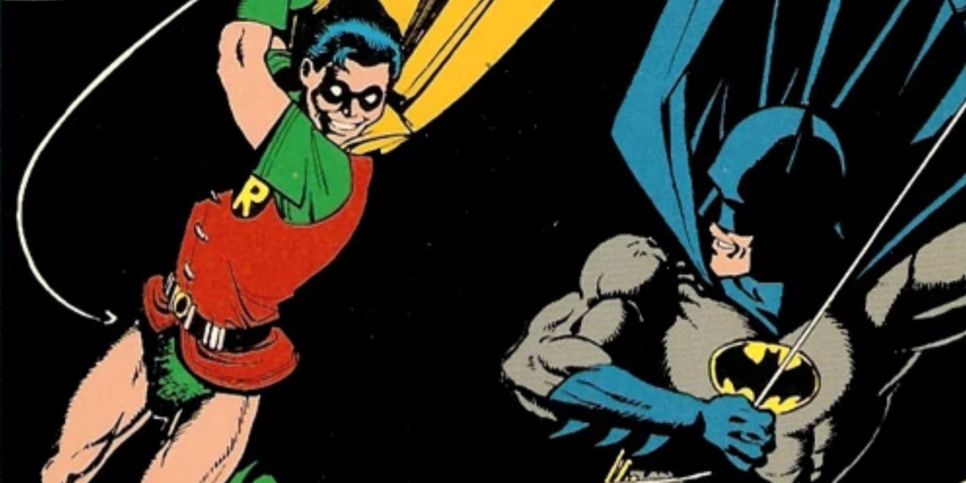 Robin and Batman swinging on the ropes in A Lonely Place of Dying.
