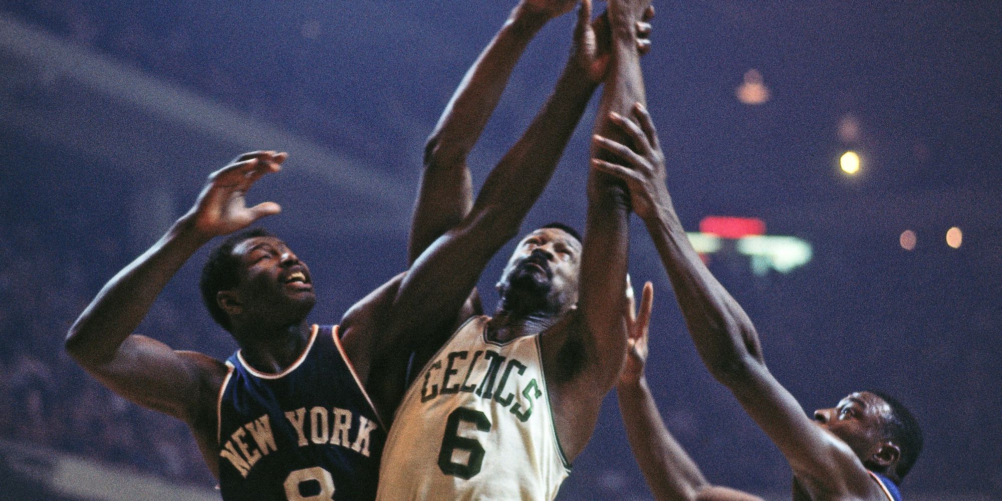 Bill Russell being fouled.