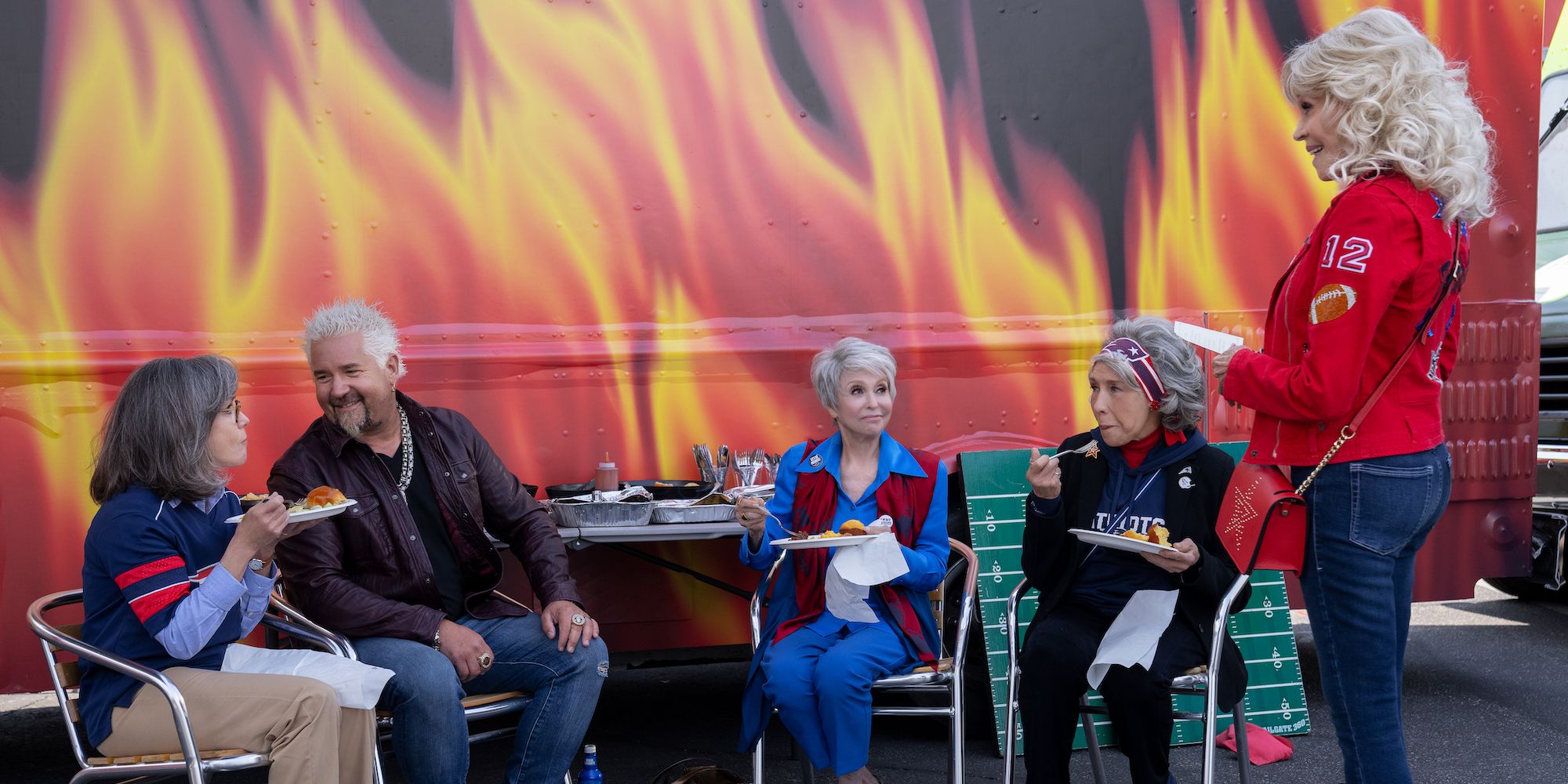 Sally Field, Guy Fieri, Rita Moreno, Lily Tomlin, and Jane Fonda in 80 for Brady