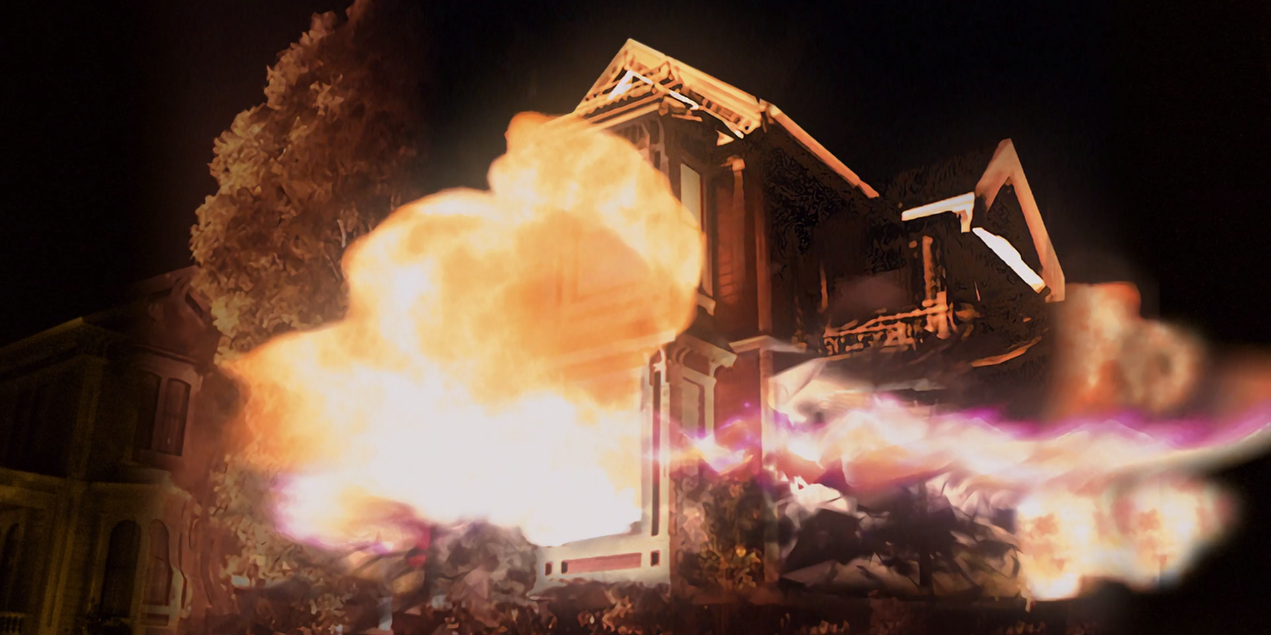The Halliwell manor exploding on Charmed