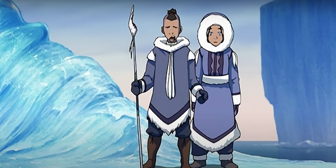 Avatar: The Last Airbender Sokka and Katara standing on an iceberg